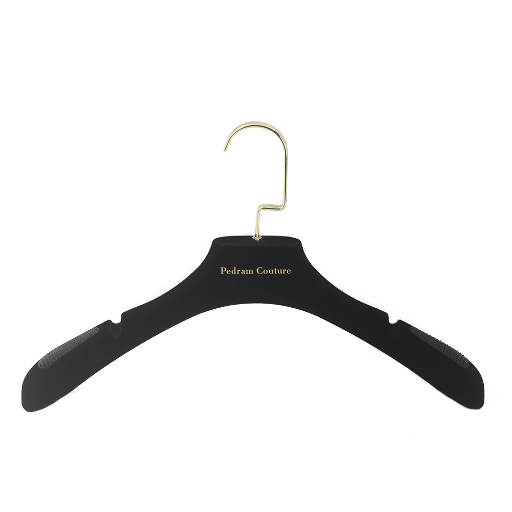 custom velvet hanger with logo